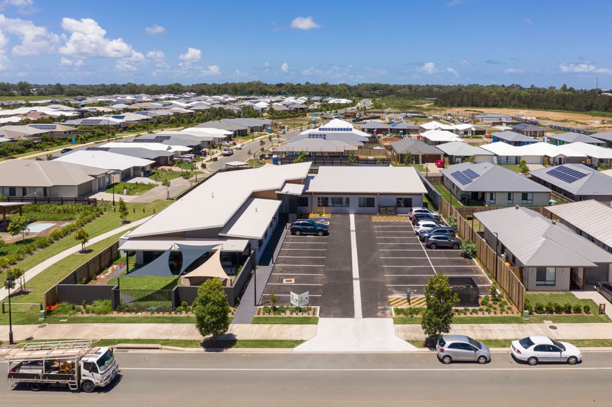 Aerial view of a completed early learning centre built by TMS at Caboolture